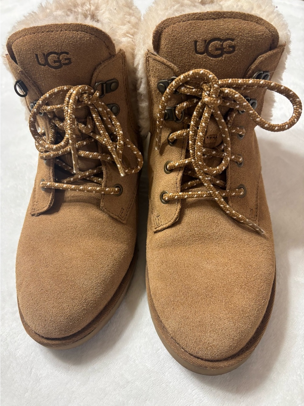 UGG Women's Chestnut Lace-Up Shearling-Trim Boots